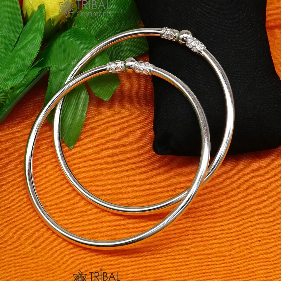 925 Sterling silver Handmade plain design indian traditional women's kada nsfk97 - Image 3 of 4