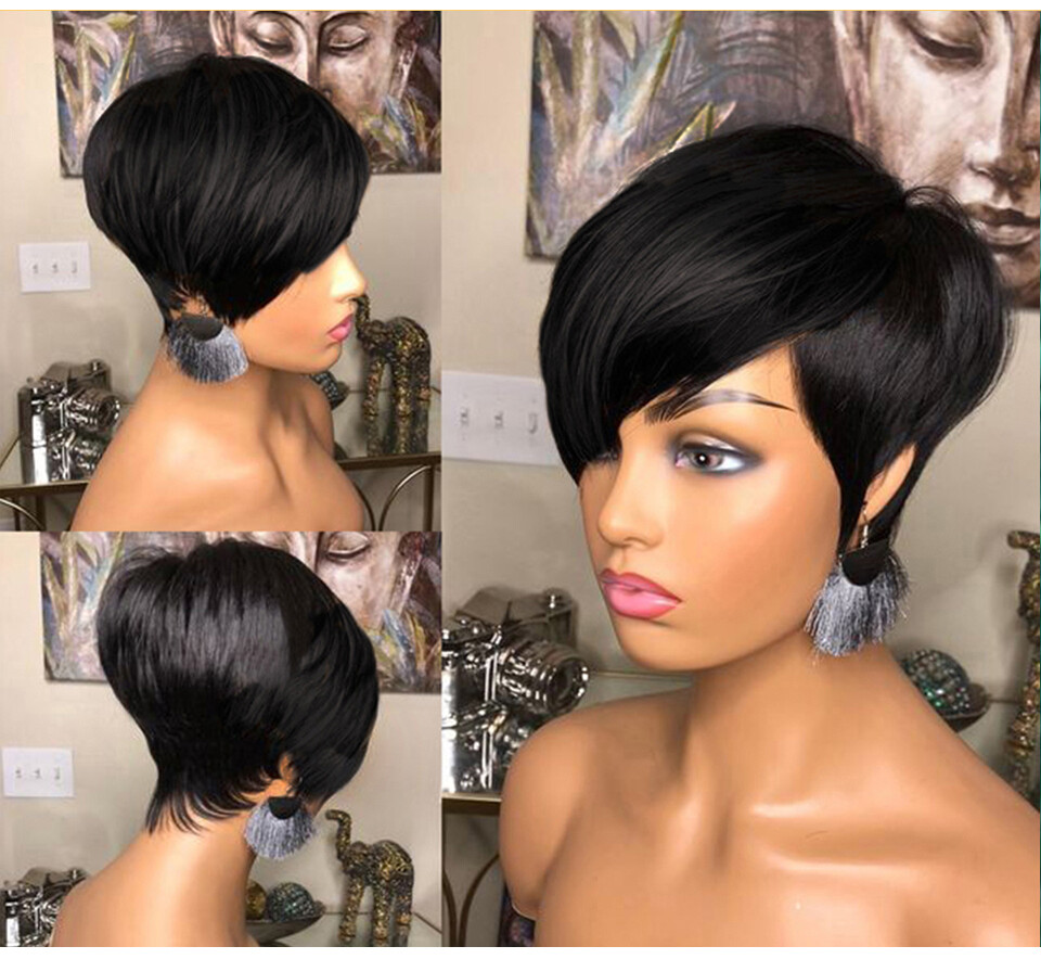 Human Hair Wigs for Women Pixie Cut Curly Glueless Wigs with  display picture 1