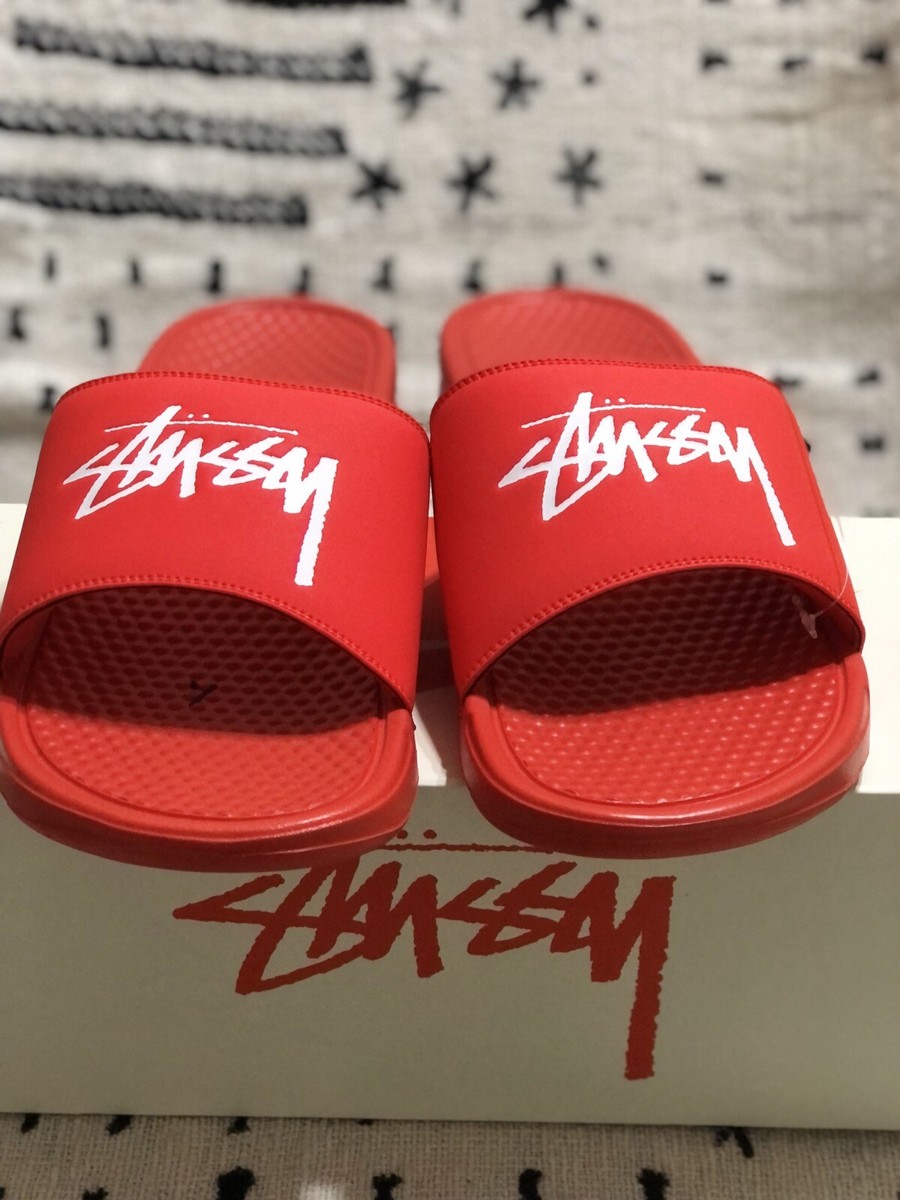 Size 14 - Nike Stussy x Benassi Habanero Red for sale online