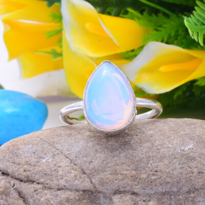 Awesome Milky Opal Gemstone 925 Sterling Silver Handmade Ring All Size