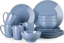 16pc Dining Set Porcelain Crockery Dinner Plates, Side Plates, Cereal Bowl, Mugs