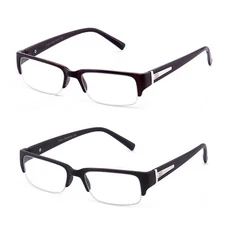 Half Frame Clear Lens Glasses Black or Brown Stylish Sophisticated Look 7 Colors