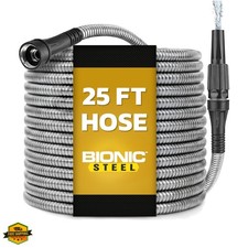 25 Ft Metal Garden Hose with Nozzle, 25Ft x 5/8 In. 304 Stainless Steel Meta...