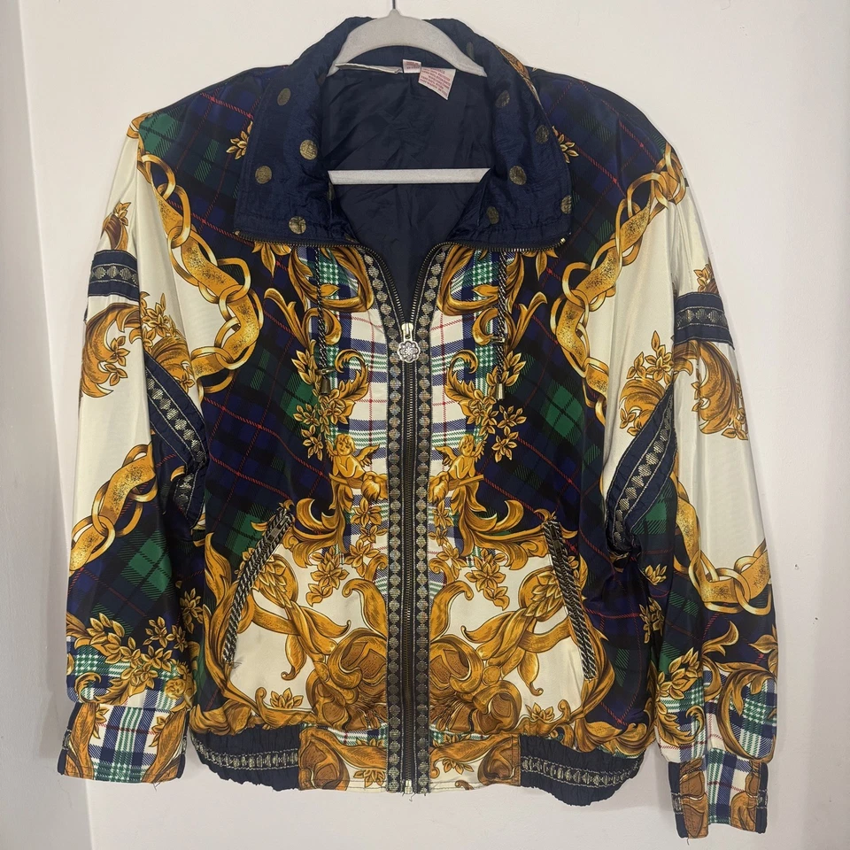 Traje de viento vintage Active Attitudes de dos piezas dorado azul marino para mujer talla grande único Foto 2 de 4