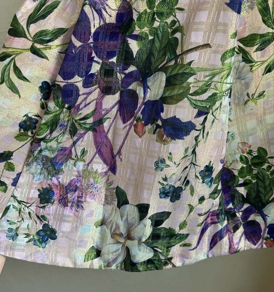 Nicole Miller Strapless Dress 4 Floral Glitter Hoco Tea Princess Wedding Formal - Image 4 of 4