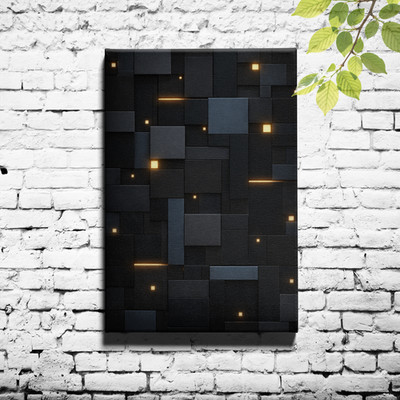 Overlapping Dark Rectangles Warm Abstract Geometric Wall Art Print
