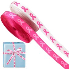 Breast Cancer Awareness Ribbons, 2 Rolls 0.4 inch wide by 14.7 ft long, Pink