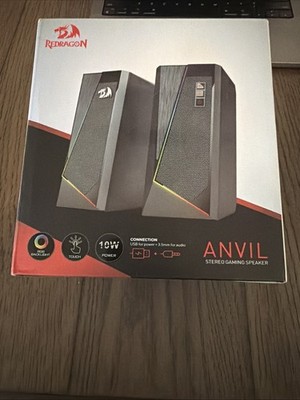 Redragon GS520 Anvil RGB LED PC Desktop Speakers, Stereo, USB 3.5mm Cable