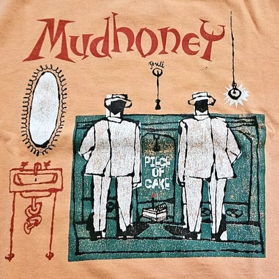 Vintage 90s Mudhoney Piece of Cake Band T Shirt XL Rare Orange