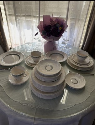 Wedgwood 1966 Edme Ceres Blue White Ceramic China Lot Of 40 Items England