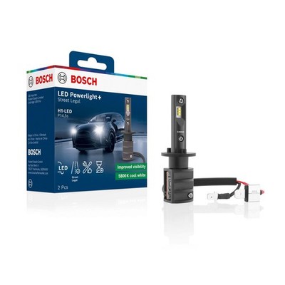 Bosch LED H1 Powerlight+ 2x Autolicht StVZO Straßenzugelassen Nachrüstlampe