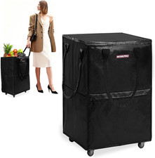 Large Rolling Grocery Bag, 36-Gallon Tote with 5 Wheels, 110 Lbs Capacity, Dual