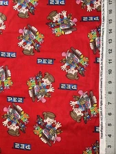 PEZ Candy On Red 2009 OOP 1/2 Yard (18" x 44") Cotton Fabric - New