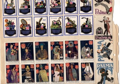 Großes Reklamemarken Album Sammlung ca.1500 Marken um 1900 Jugendstil Serien