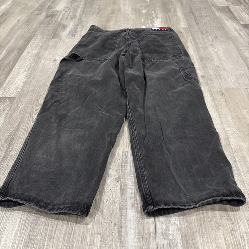 Vintage Tommy Hilfiger Black Carpenter Jeans, Size 34x28 Logo Hammer Loop 90s