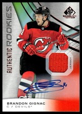 2019-20 SP Game Used Red Autograph Jersey Brandon Gignac Auto New Jersey Devils