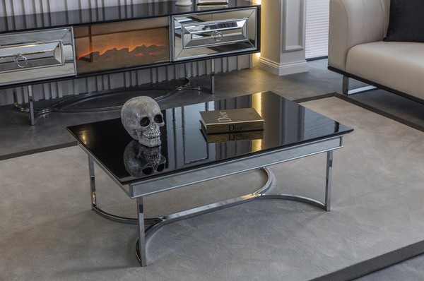 Schwarzer Wohnzimmer Couchtisch Designer Glastisch LuxuriöSe Edle MöBel-image