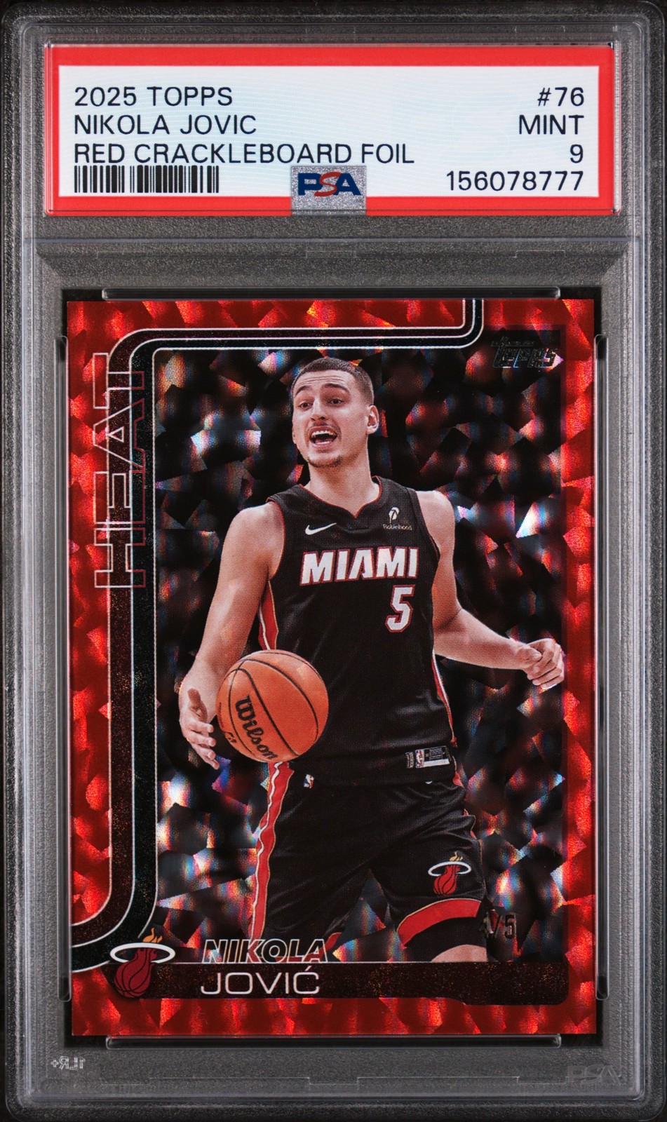 2025 TOPPS RED CRACKLEBOARD FOIL #76 NIKOLA JOVIC #/5 PSA 9