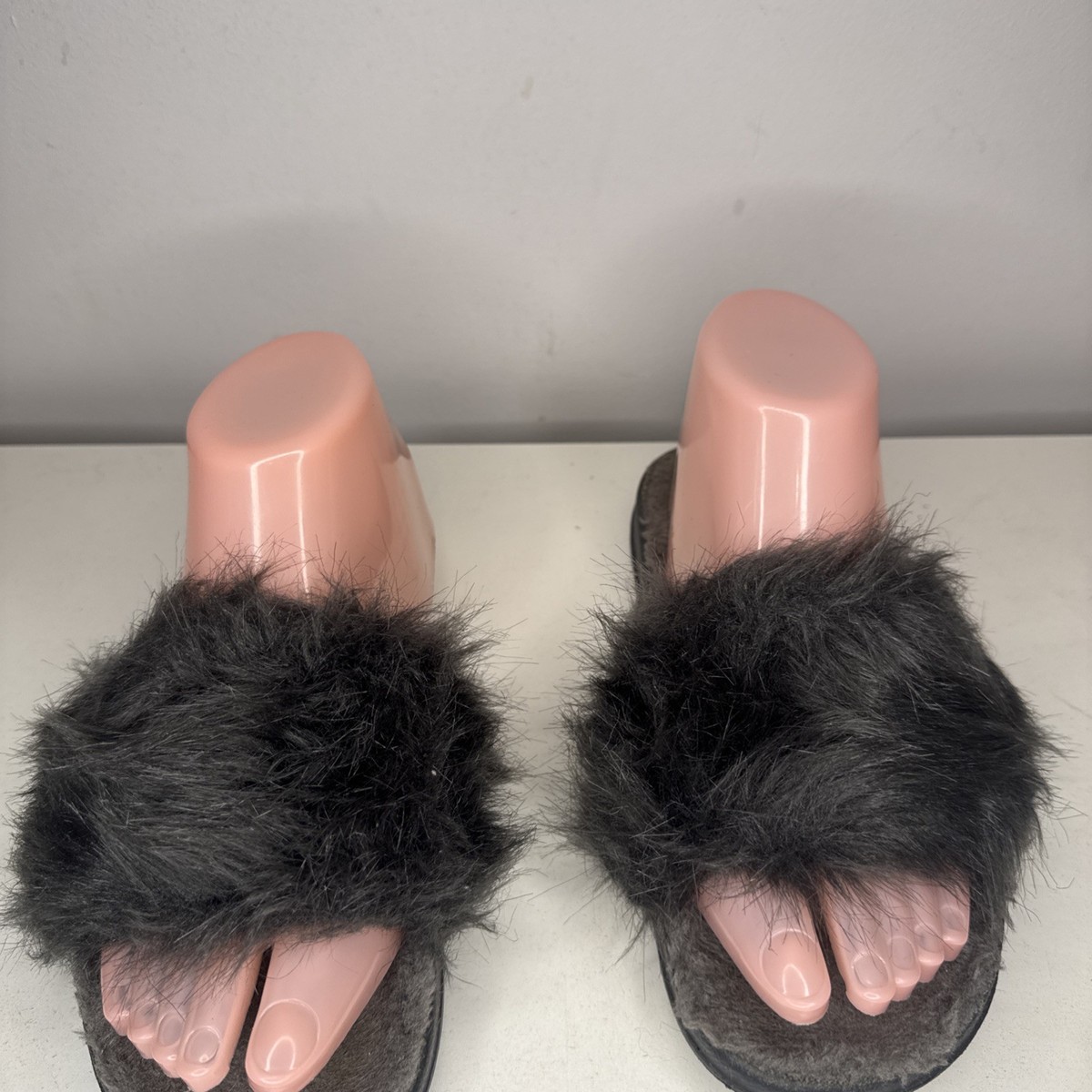 Fur Sliders Fur Slides Kids Sliders Grey Faux Fur Sliders Summer
