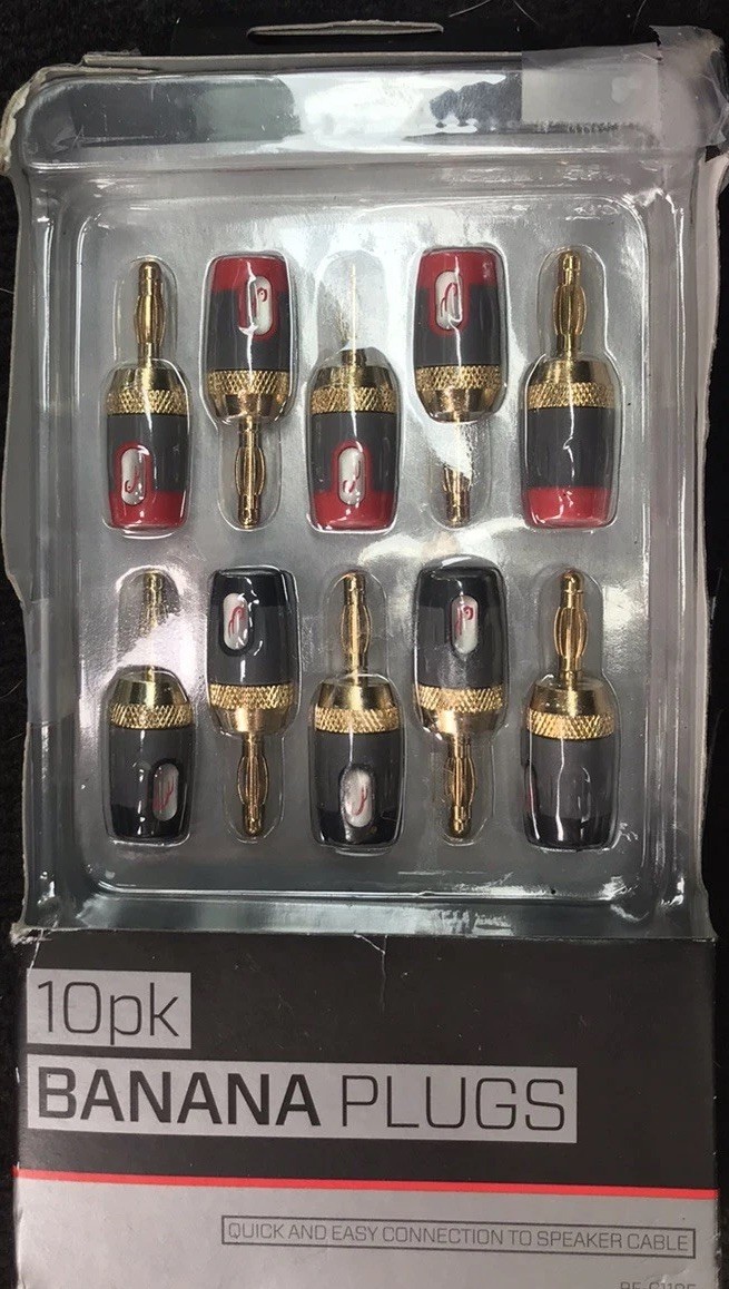 RocketFish 24K Gold Plated Connectors Audio Banana Plugs Quick Connect (10 Pack)