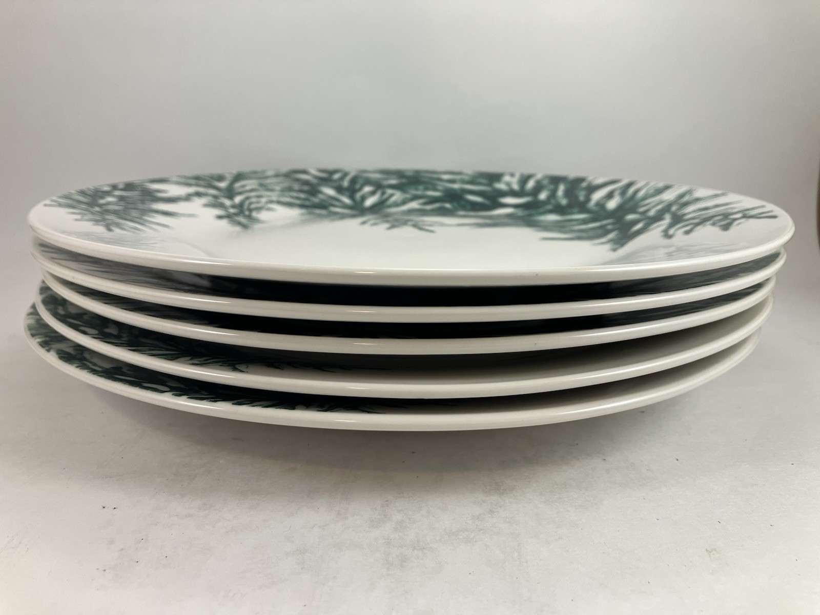 Royal Norfolk Green Evergreen Trees Dinner Plates 10 1/2" [Set of 5]