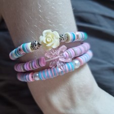 3x handgefertigte Pastalarmbänder für Erwac...