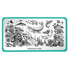 Maniology M146 nail stamp plate Dolphin Whale Sea Coral Turtle HTF Discontinued
