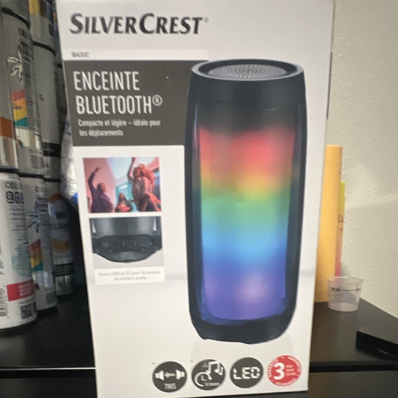 SilverCrest Bluetooth Portable Speaker w/ LED TWS, AUX Input, 8W BS-630 Black