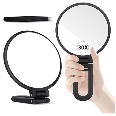 30X Magnifying Mirror, Hand Mirror with Handle, Double Sided Hand Mirror with 30
