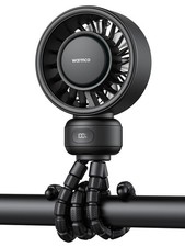 Warmco Portable Stroller Fan, 4000mAh Rechargeable Clip On Fan Small, Black