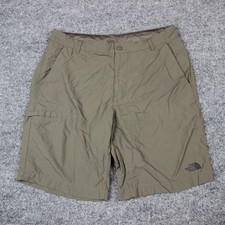 The North Face Shorts Men's 34 9" Olive Green Hiking Outdoor Nylon Drawstring