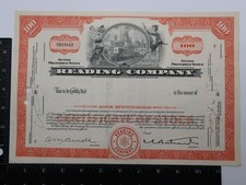 Reading Company Second Preferred Stock Certificate SN18642 100 Shares 1967