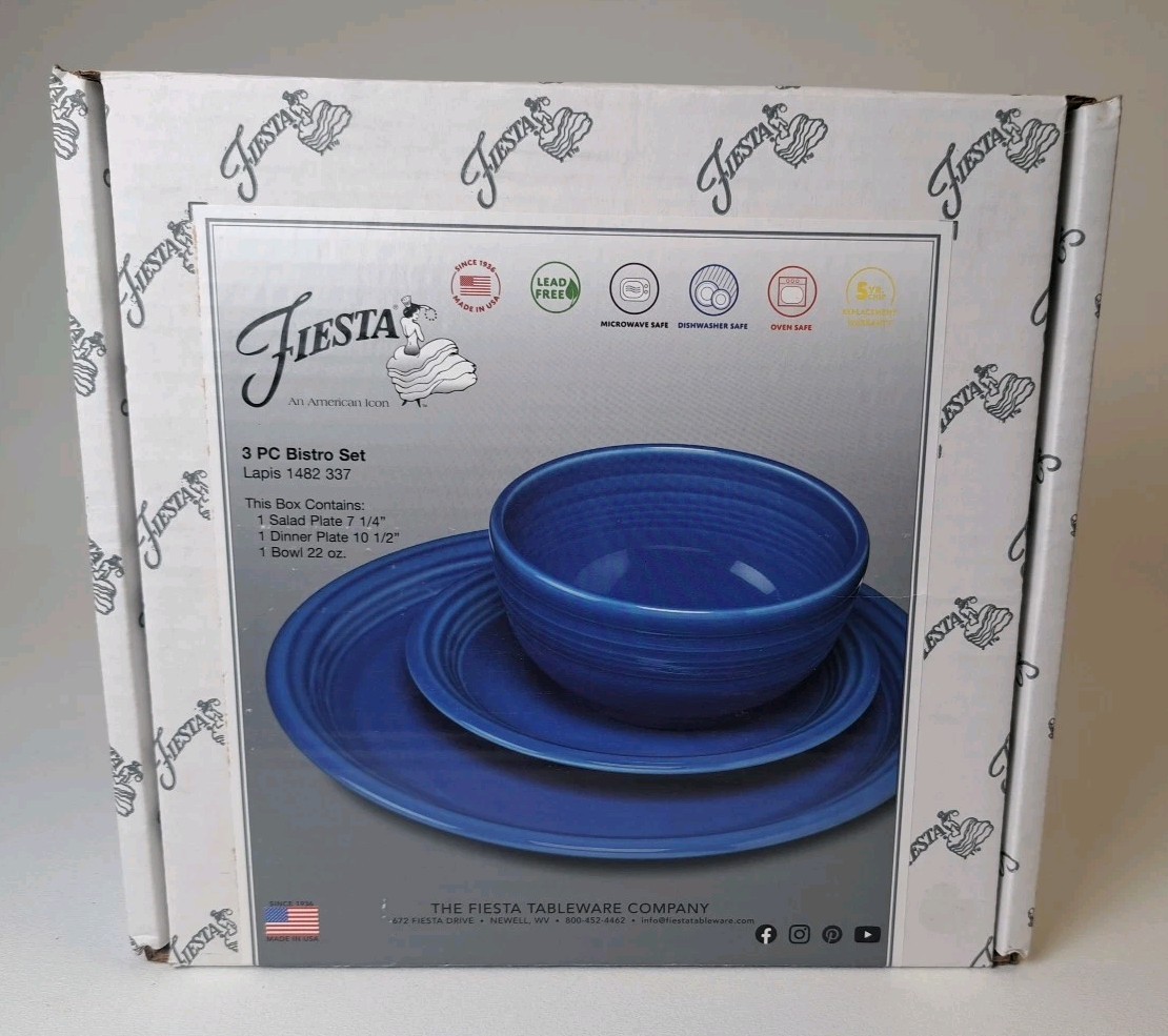 Fiesta 3-Piece Bistro Set Dinner Plate, Salad Plate, Bowl