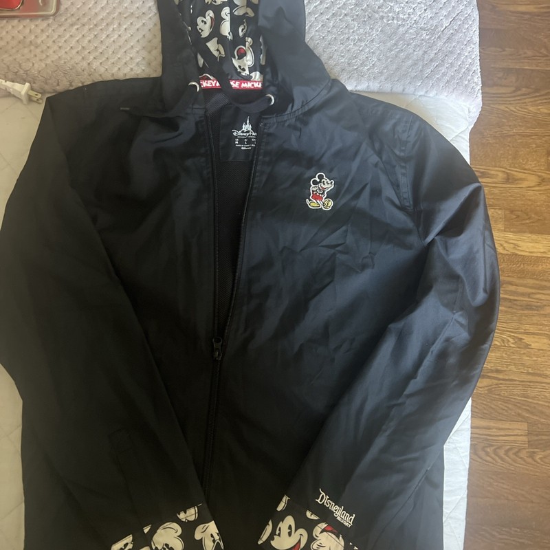 Disney Parks Full Zip Jacket Windbreaker Hooded Mickey Mouse Womens Medium