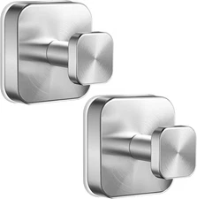 Removable Suction Cup Hooks for Bathroom and Kitchen - 2 Pack Silver