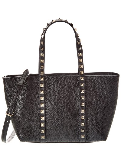 Valentino Rockstud Small Leather Tote Women's Black