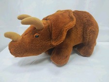 Dakin Vtg 1980 Golden Brown Triceratops Stuffed Animal Dinosaur Plush 17"
