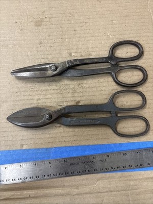 VINTAGE 10  Straight Tin Snips Craftsman Duckbill & Midwest Standard USA 2 Pc.