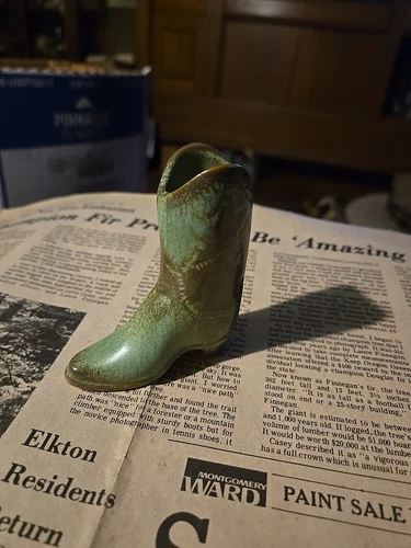 Frankoma Miniature Boot - Prairie Green - 1940's