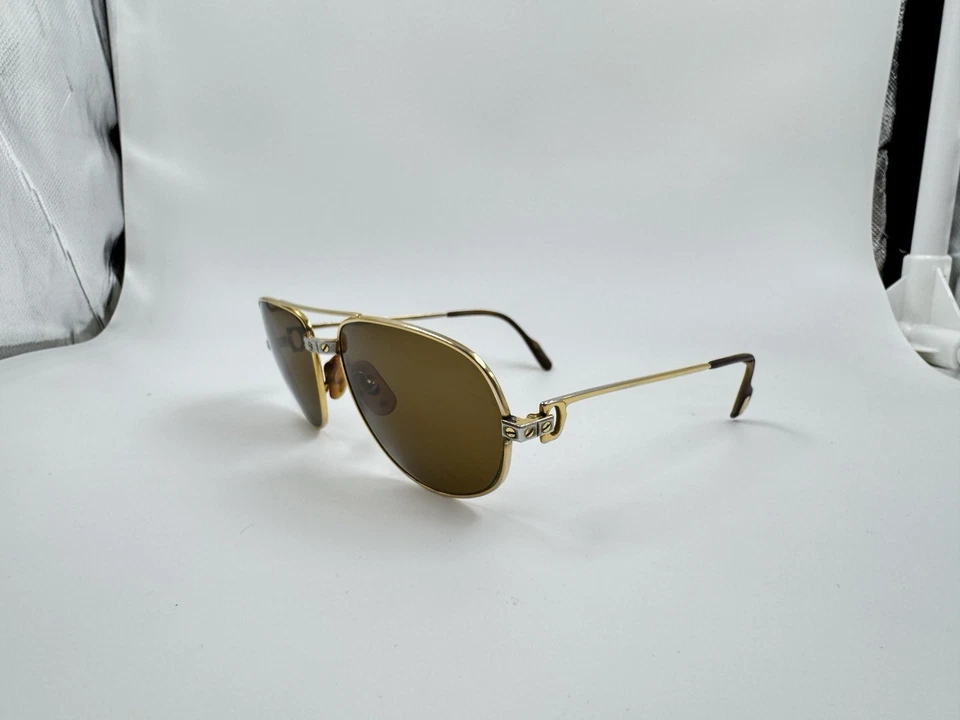 Rare Cartier Romance Santos Sunglasses Vintage Aviator Gold France Authentic - Image 3 of 4