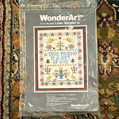 WonderArt Cross Stitch Sampler Kit 11x14 Linen 1802 UNOPENED