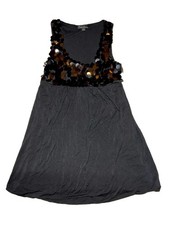 twentyone Black Sequin Scoop Neck Fit & Flare Knee Dress Party Size S