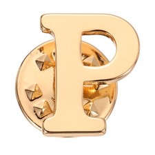 Letter Lapel Pins, Initial Alphabet Collar Pins, Gold Tone, Letter P