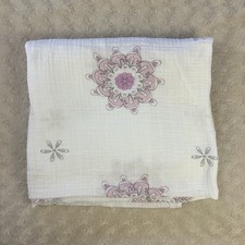 Aden  Anais Pink Green Floral Medallion Baby Swaddle Blanket White Gray Muslin