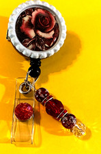 Flower 6 Id badge holder retractable alligator clip