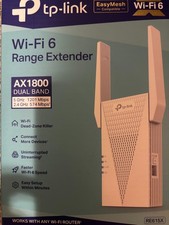 TP-Link AX1800 Dual Band Wi-Fi 6 Range Extender  5 GHz 1201 Mbps  RE615X