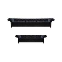 Schwarze Chesterfield Polstercouchen Designer Wohnzimmer Textil Sofas