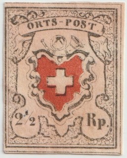 Switzerland Ortspost 2½Rp Unused Thins 4 mgns Cat $1900 (J36)