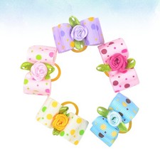 20Pcs Bowknot Pet Hair Ropes for Dog Grooming Elastic Hair Ties Random