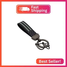 Elegananccy Black American USA Flag Car Keychain with Zinc Alloy Ring, Men Car A